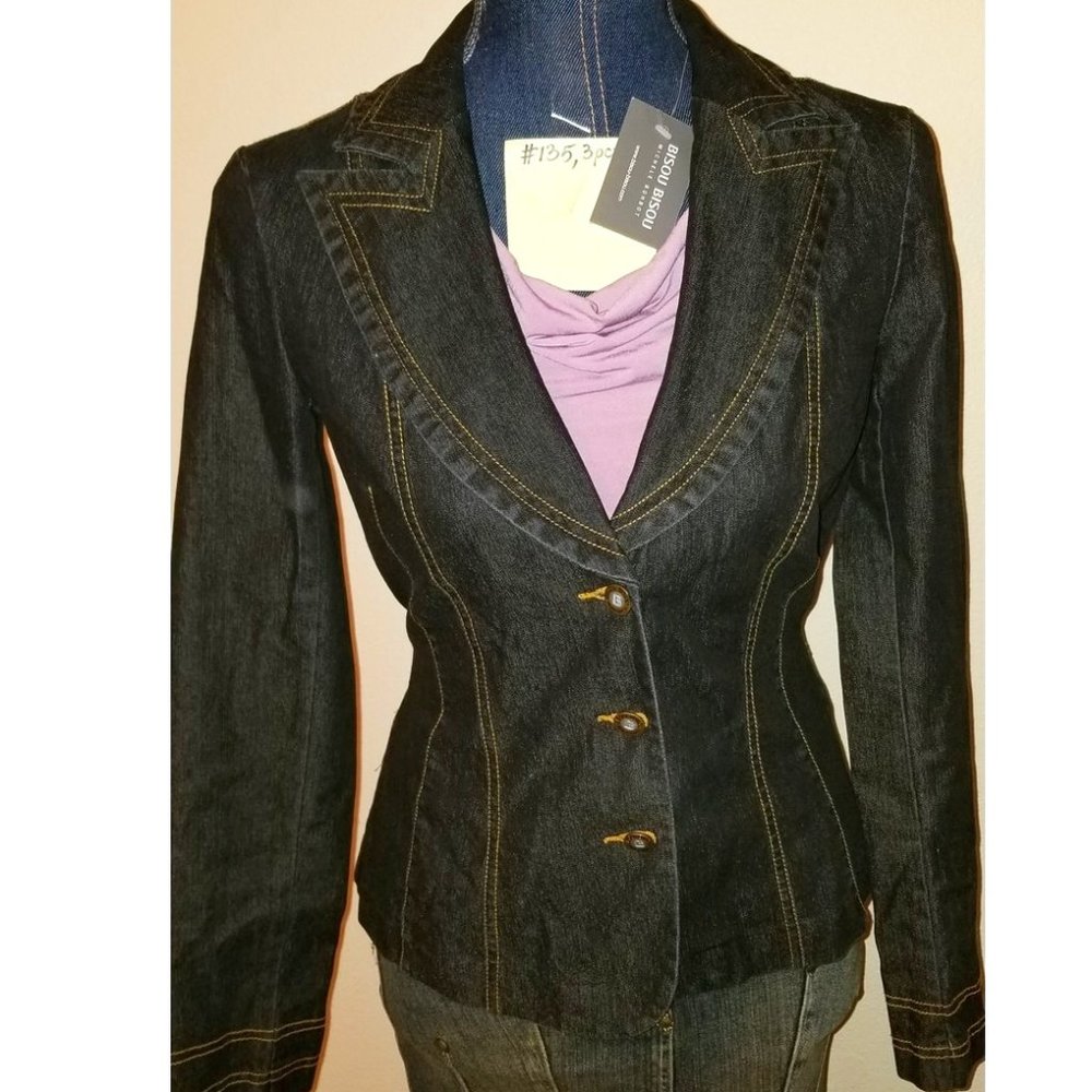 🔻REDUCED❣ ✅135A NWT Bisou Bisou denim buttoned Blazer Jacket 2